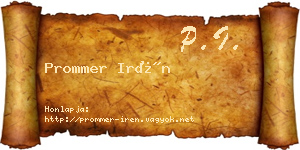 Prommer Irén névjegykártya