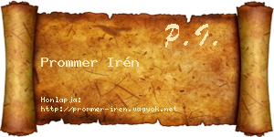 Prommer Irén névjegykártya